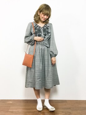 「スカラップ」｜「アイテム（ワンピース/ドレス）」を使った、piya*さん（レディース・154cm）の冬コーディネート