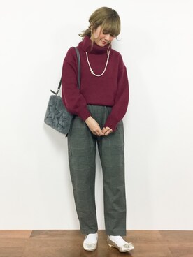 「タートルネック」｜「アイテム（クラッチバッグ）」を使った、piya*さん（レディース・154cm）の冬コーディネート