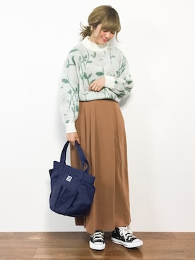 「KBF+（ケービーエフプラス）のアイテム（パンツ）」を使った、piya*さん（レディース・154cm）の冬コーディネート