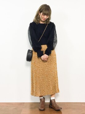 「Another Edition（アナザーエディション）のアイテム（スカート）」を使った、piya*さん（レディース・154cm）の冬コーディネート