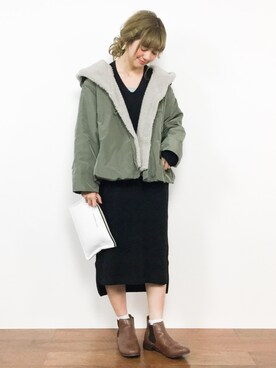 「studio CLIP（スタディオクリップ）のアイテム（その他アウター）」を使った、piya*さん（レディース・154cm）の冬コーディネート