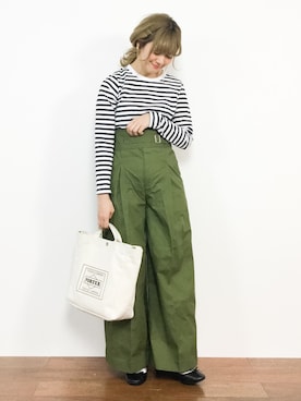 「KBF+（ケービーエフプラス）のアイテム（パンツ）」を使った、piya*さん（レディース・154cm）の冬コーディネート