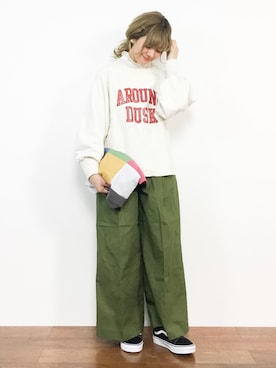 「KBF+（ケービーエフプラス）のアイテム（パンツ）」を使った、piya*さん（レディース・154cm）の冬コーディネート