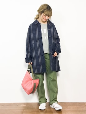「cepo（セポ）のアイテム（ステンカラーコート）」を使った、piya*さん（レディース・154cm）の春コーディネート