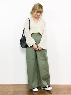 「merlot plus（メルロープリュス）のアイテム（ショルダーバッグ）」を使った、piya*さん（レディース・154cm）の春コーディネート