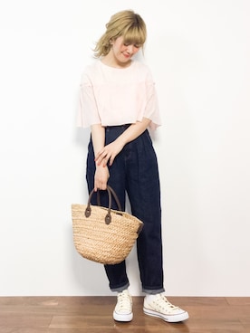 「rps（アールピーエス）のアイテム（パンツ）」を使った、piya*さん（レディース・154cm）の春コーディネート