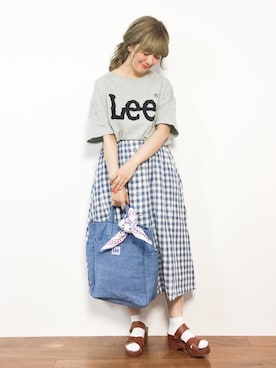 「Lee（リー）のアイテム（Tシャツ/カットソー）」を使った、piya*さん（レディース・154cm）の春コーディネート