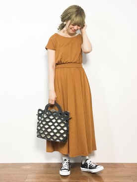 「merlot plus（メルロープリュス）のアイテム（ショルダーバッグ）」を使った、piya*さん（レディース・154cm）の春コーディネート