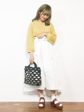 「merlot plus（メルロープリュス）のアイテム」を使った、piya*さん（レディース・154cm）の春コーディネート