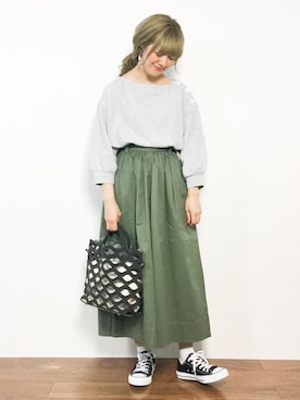 「merlot plus（メルロープリュス）のアイテム（ショルダーバッグ）」を使った、piya*さん（レディース・154cm）の春コーディネート