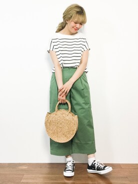 「UNITED ARROWS（ユナイテッドアローズ）のアイテム（かごバッグ）」を使った、piya*さん（レディース・154cm）の春コーディネート