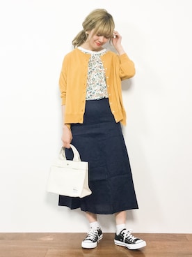 「Aラインスカート」｜「アイテム（バッグ）」を使った、piya*さん（レディース・154cm）の春コーディネート
