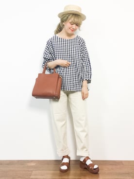 「BARCOS（バルコス）のアイテム」を使った、piya*さん（レディース・154cm）の春コーディネート