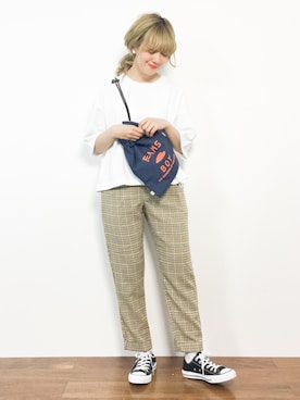 「アイテム（トートバッグ、ブルー系）」を使った、piya*さん（レディース・154cm）の春コーディネート