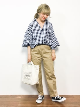 「note et silence （ノートエシロンス）のアイテム（パンツ）」を使った、piya*さん（レディース・154cm）の春コーディネート
