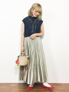 「niko and...（ニコアンド）のアイテム（かごバッグ）」を使った、piya*さん（レディース・154cm）の夏コーディネート