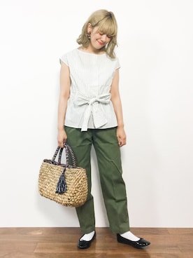 「note et silence （ノートエシロンス）のアイテム（パンツ）」を使った、piya*さん（レディース・154cm）の夏コーディネート