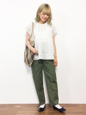 「note et silence （ノートエシロンス）のアイテム（パンツ）」を使った、piya*さん（レディース・154cm）の夏コーディネート