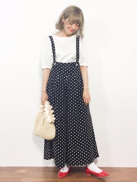 「rps（アールピーエス）のアイテム（サロペット/オーバーオール）」を使った、piya*さん（レディース・154cm）の夏コーディネート