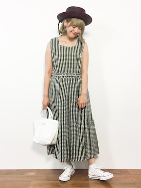 「PAR ICI（パーリッシィ）のアイテム（ワンピース）」を使った、piya*さん（レディース・154cm）の夏コーディネート