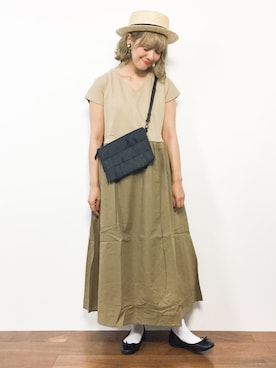 「ぺプラムトップス」｜「アイテム（ワンピース/ドレス）」を使った、piya*さん（レディース・154cm）の夏コーディネート