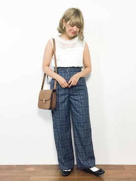 「archives（アルシーヴ）のアイテム（パンツ）」を使った、piya*さん（レディース・154cm）の夏コーディネート