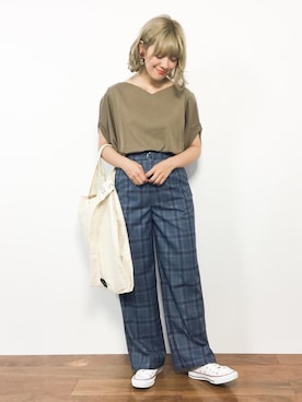 「archives（アルシーヴ）のアイテム（パンツ）」を使った、piya*さん（レディース・154cm）の夏コーディネート