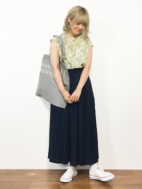 「MHL.」｜「アイテム（トートバッグ）」を使った、piya*さん（レディース・154cm）の夏コーディネート