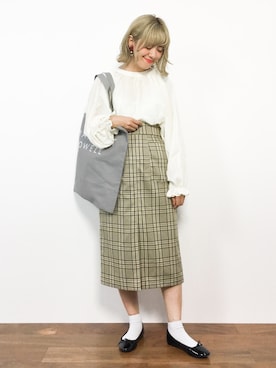 「MHL.」｜「アイテム（トートバッグ）」を使った、piya*さん（レディース・154cm）の夏コーディネート