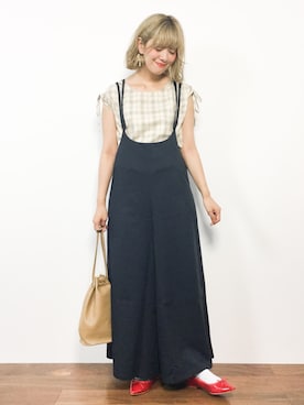 「rps（アールピーエス）のアイテム（サロペット/オーバーオール）」を使った、piya*さん（レディース・154cm）の夏コーディネート