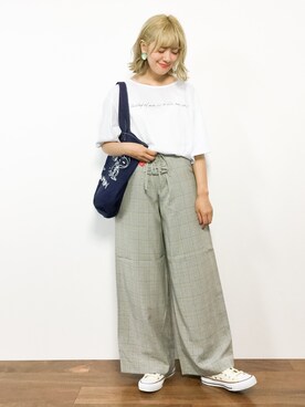 「PEANUTS（ピーナッツ）のアイテム（バッグ）」を使った、piya*さん（レディース・154cm）の夏コーディネート