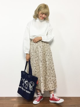 「PEANUTS（ピーナッツ）のアイテム（バッグ）」を使った、piya*さん（レディース・154cm）の夏コーディネート