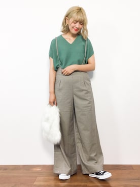 「Vネック」｜piya*さん（レディース・154cm）の秋コーディネート