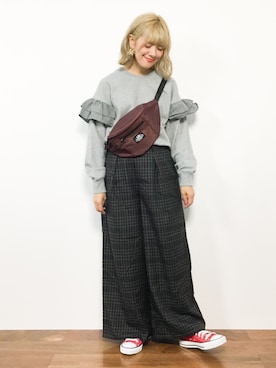「Lee（リー）のアイテム（ボディバッグ/ウエストポーチ）」を使った、piya*さん（レディース・154cm）の秋コーディネート
