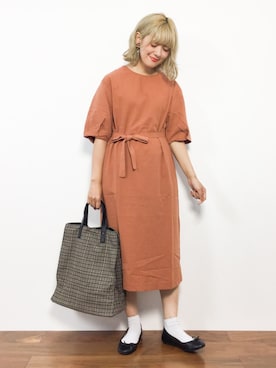 「グレンチェック」｜「アイテム（ワンピース/ドレス）」を使った、piya*さん（レディース・154cm）の秋コーディネート