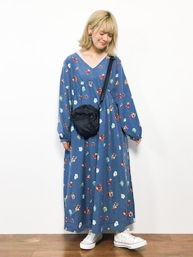 「KBF+（ケービーエフプラス）のアイテム（ワンピース/ドレス）」を使った、piya*さん（レディース・154cm）の秋コーディネート