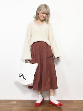 「MHL.」｜「アイテム（トートバッグ）」を使った、piya*さん（レディース・154cm）の秋コーディネート