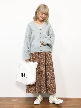 「MHL.」｜「アイテム（トートバッグ）」を使った、piya*さん（レディース・154cm）の秋コーディネート