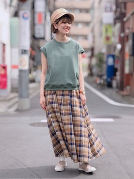 「FORK&SPOON」｜「アイテム（キャスケット）」を使った、piya*さん（レディース・154cm）の夏コーディネート