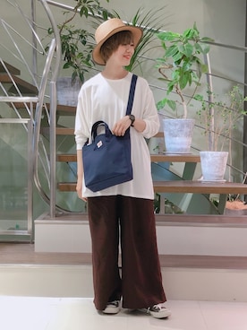 「FORK&SPOON（フォークアンドスプーン）のアイテム（帽子）」を使った、piya*さん（レディース・154cm）の夏コーディネート