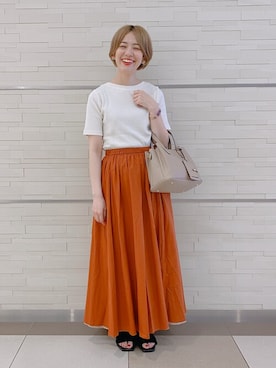 「オフホワイト」｜「アイテム（トートバッグ）」を使った、piya*さん（レディース・154cm）の夏コーディネート
