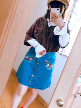 「Right-on（ライトオン）のアイテム（ハンチング/ベレー帽）」を使った、poko.さん（レディース・150cm）の夏コーディネート