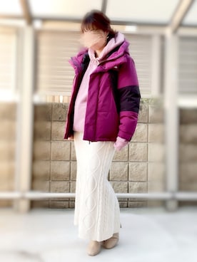 「LOWRYS FARM（ローリーズファーム）のストレッチヒールブーツ　851418（ブーツ）」を使った、sayucreamさん（レディース・157cm）の冬コーディネート