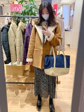 「stradivarius（ストラディバリウス）のアイテム（ジャケット/アウター）」を使った、Linaさん（レディース・158cm）の冬コーディネート