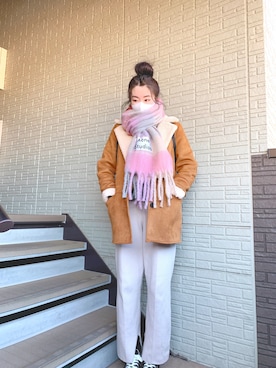 「stradivarius（ストラディバリウス）のアイテム（ジャケット/アウター）」を使った、Linaさん（レディース・158cm）の冬コーディネート