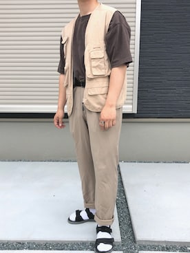 「半袖シャツ」｜「アイテム（その他アウター）」を使った、yuuさん（メンズ・170cm）の夏コーディネート