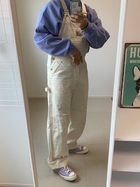 「アイテム（オールインワン・サロペット、ホワイト系）」を使った、yuuさん（メンズ・171cm）の冬コーディネート