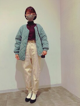「ピスタチオ」｜「アイテム（ダウンジャケット/コート）」を使った、なぎさん（レディース・160cm）の冬コーディネート