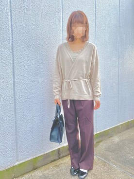 「SVEC（シュベック）のカンフーシューズ kung fu Shoes / ストラップパンプス（バレエシューズ）」を使った、manamiさん（レディース・165cm）の秋コーディネート