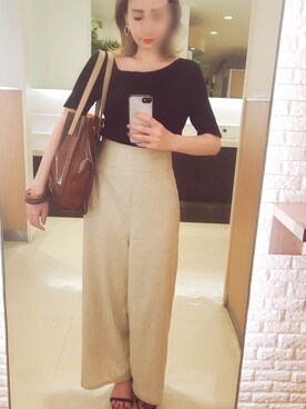 「LEPSIM（レプシィム）の2P ウッドバングル　837799（バングル/リストバンド）」を使った、ナオさん（レディース・155cm）の夏コーディネート